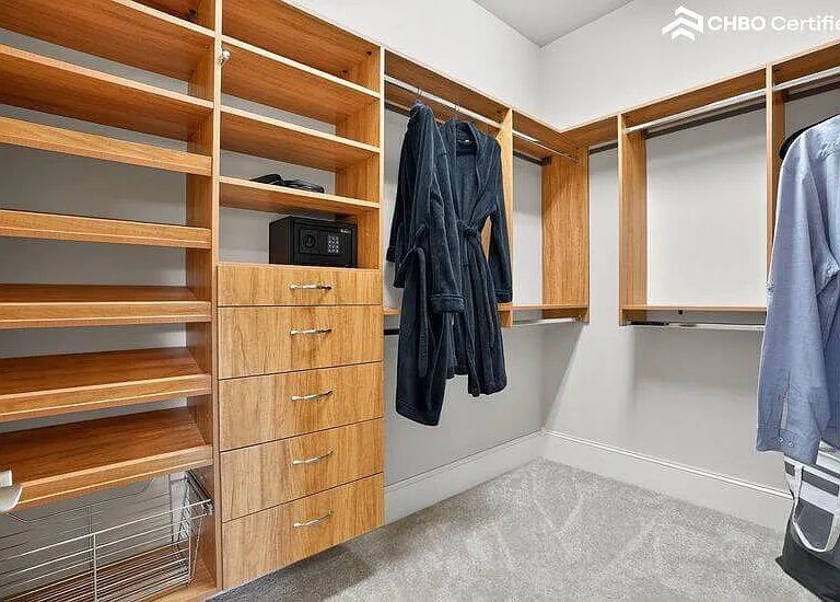Walk-in closet with custom shelving