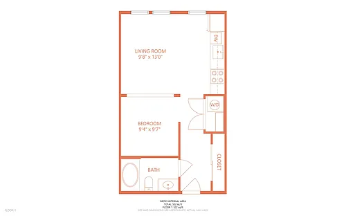 Floor plan 0 bedroom 1 bath