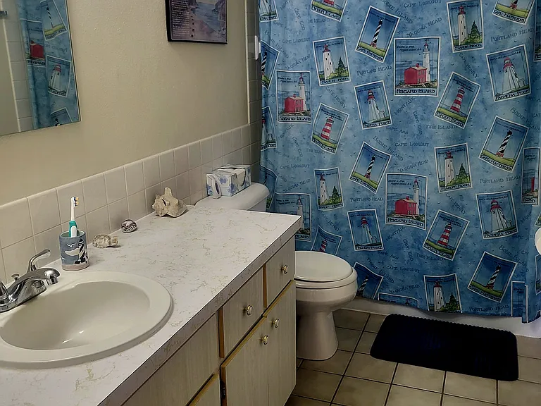 Bathroom -- updates to lighting, faucet, and hardware in the works.