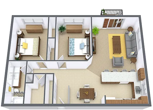 Floor plan Two Bedroom 21A
