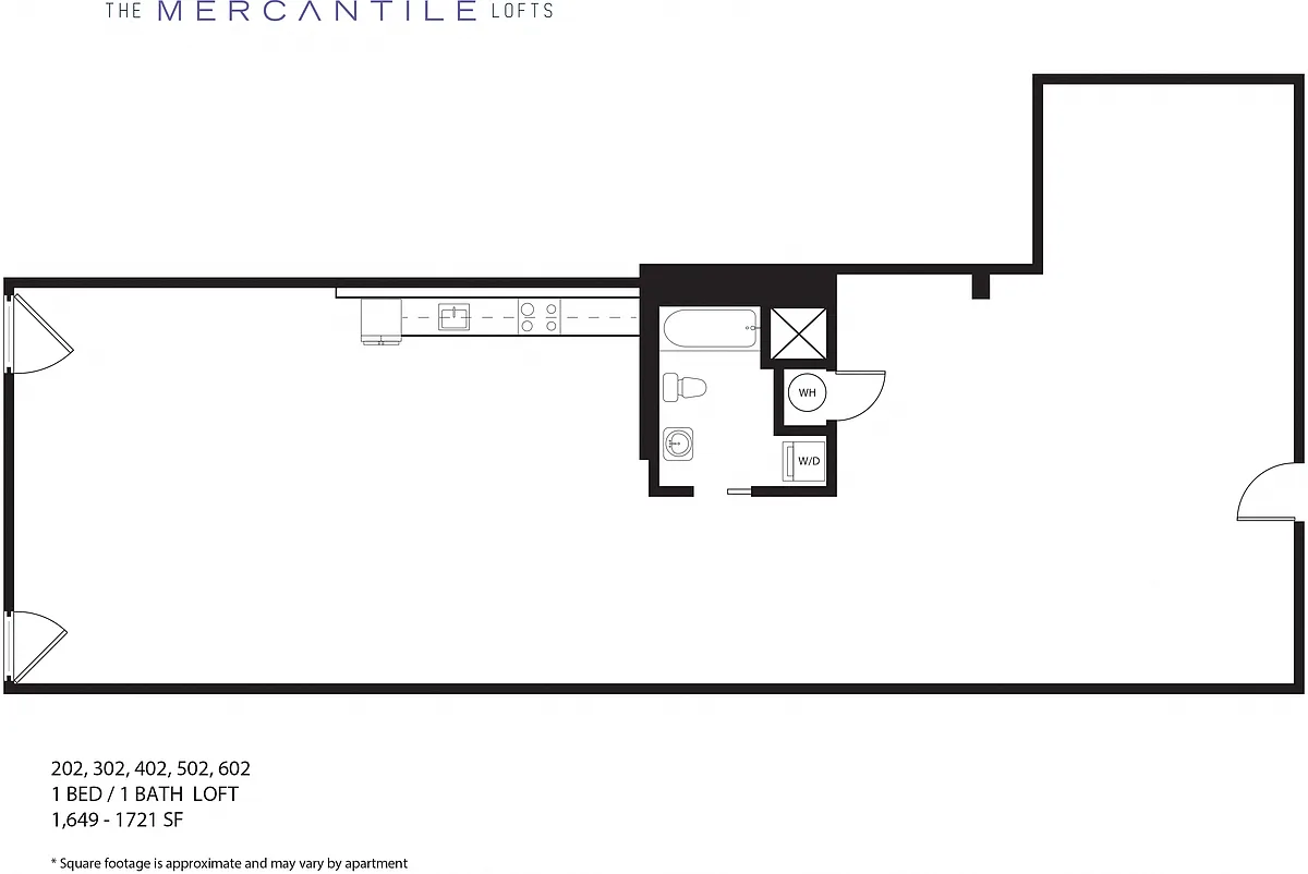 Floor plan 1 Bedroom Loft - Plan 2