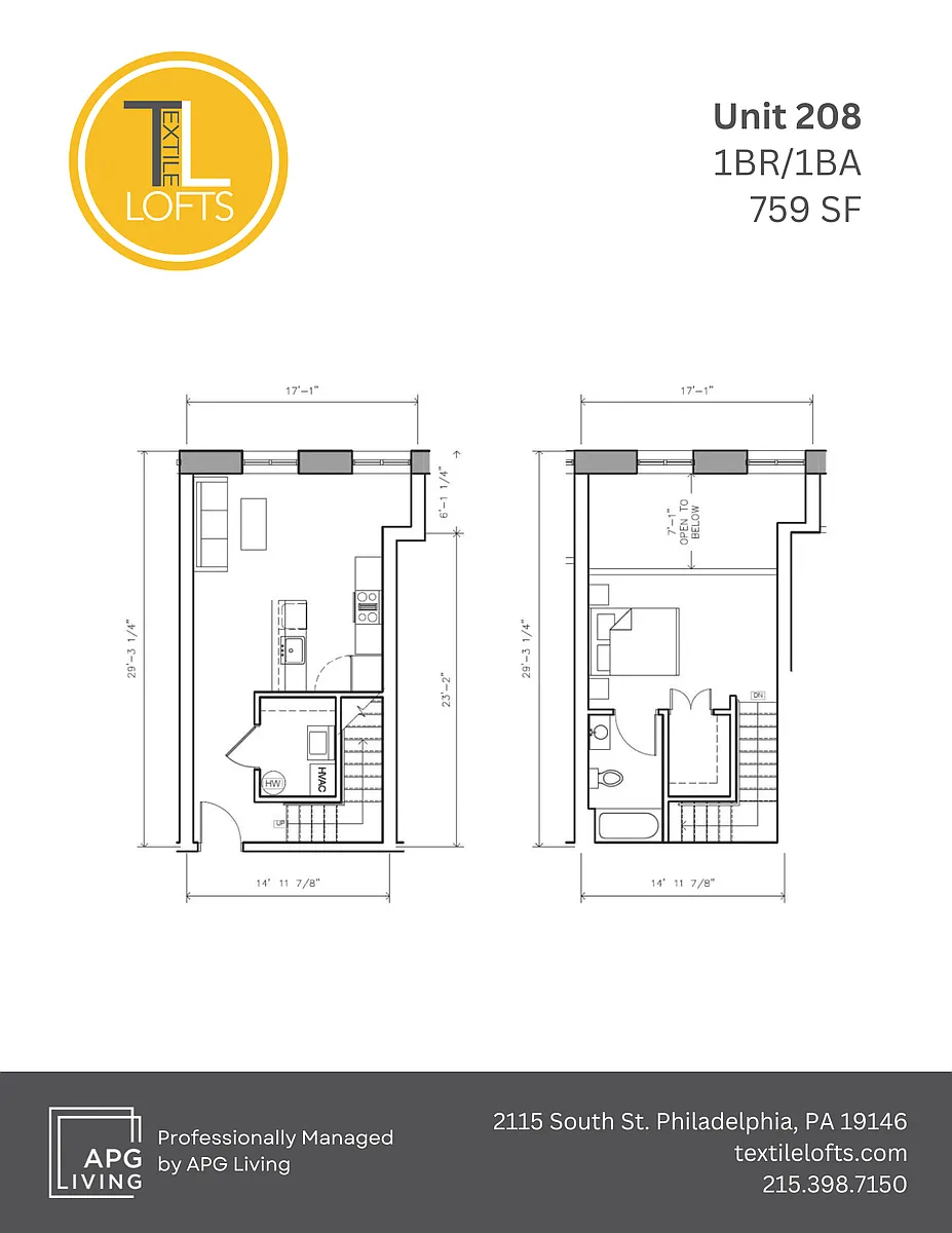 Floor plan 1 Bedroom - Unit 208