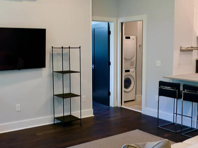 Living room with wall-mounted TV