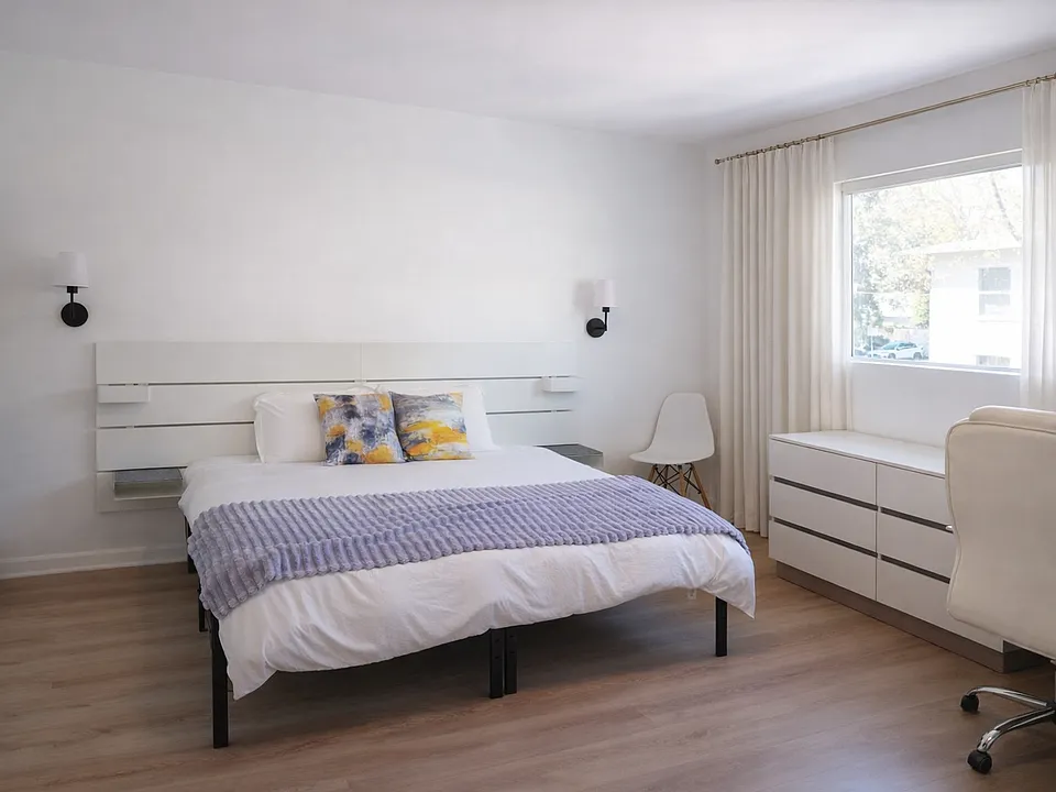 Bedroom with Its Own Private Bathroom and Home Office Setup