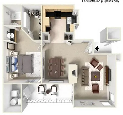 Floor plan One Bedroom One Bath
