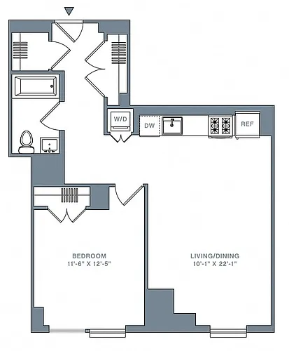Floor plan 1 Bed_1 Bath-52-60 E