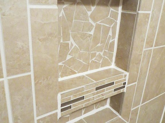 Italian tile built in shelf