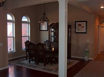 large open dining room to left of foyer 