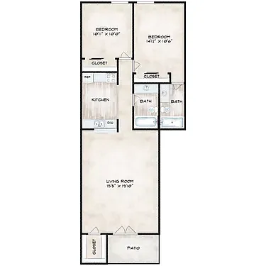 Floor plan Two Bed Two Bath