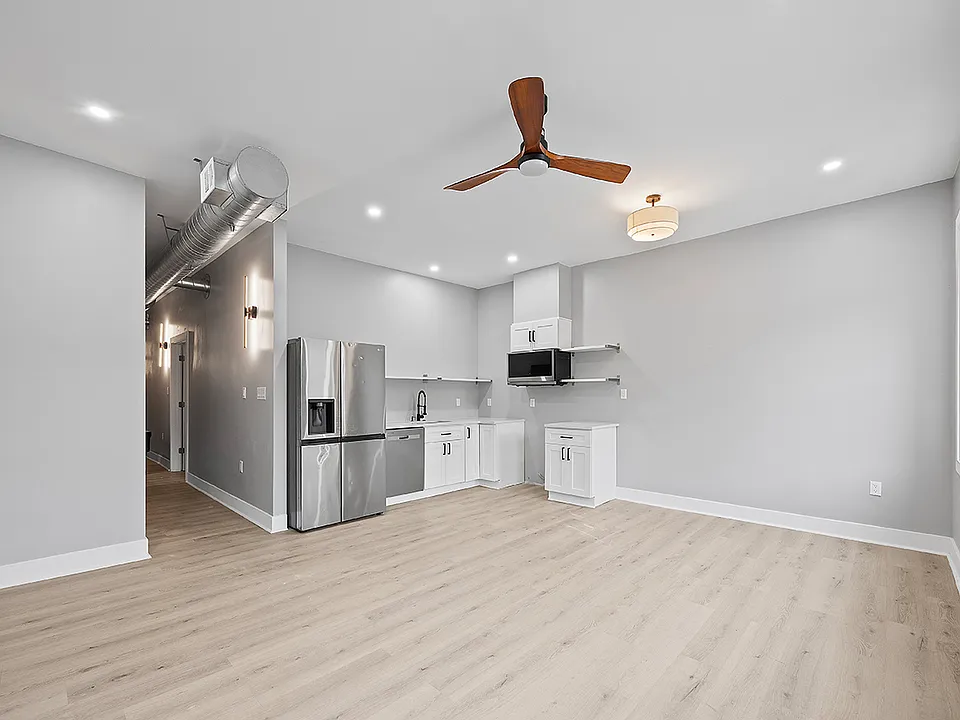 Open concept kitchen/dining/living room