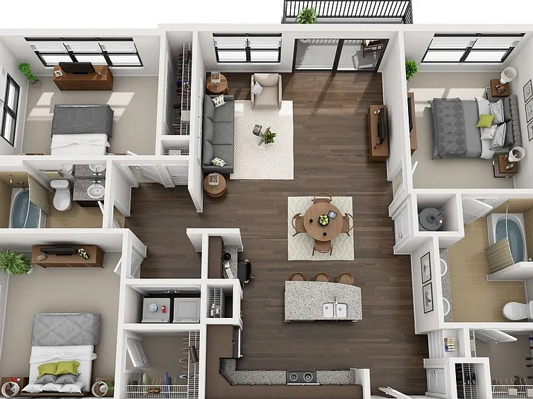 The Four - C1 - 2 Beds - 2 Baths - 1349 Sq. ft.