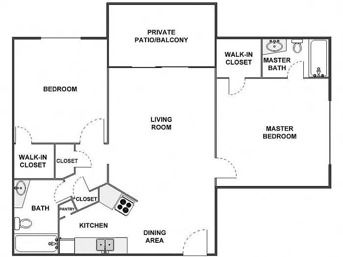 Floor plan 2 Bed / 2 Bath: Type O