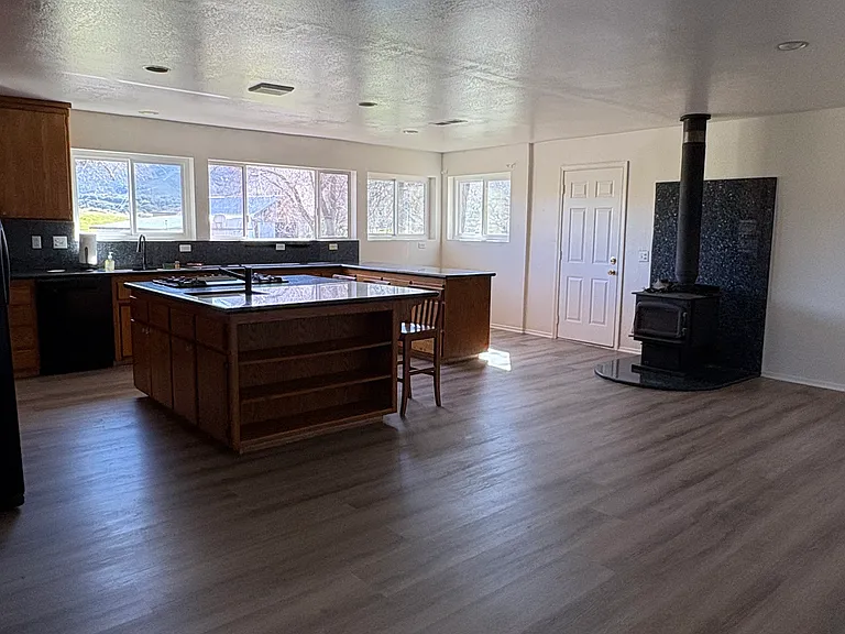 Kitchen with warm cozy stove