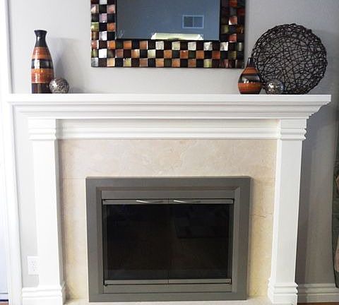 Custom marble fireplace and mantle