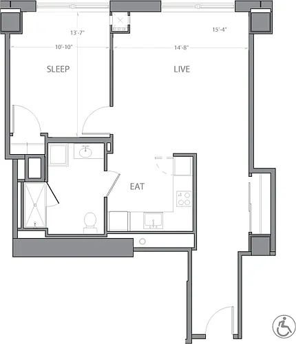 Floor plan 1 Bedroom K