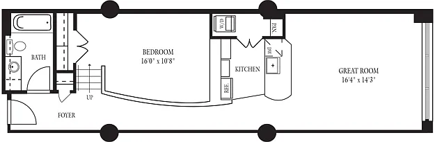 Floor plan CO-A One Bedroom, One Bathroom