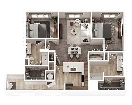 Floor plan 2 Bed 2 Bath (C1)