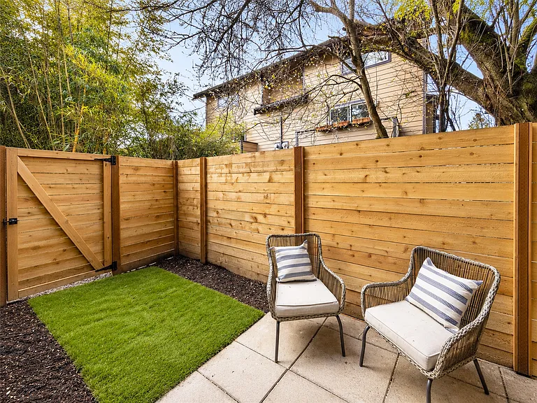 Private fenced patio.