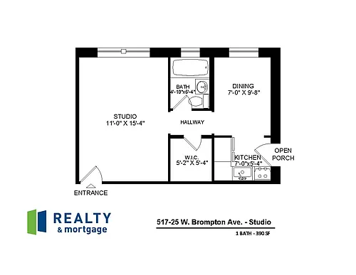 Floor plan Medium Studio Back