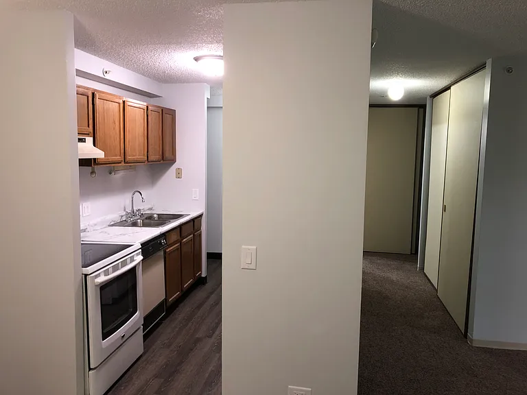 hallway to bedroom and bathroom