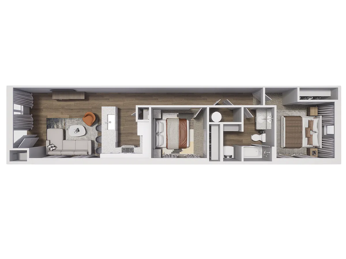 Floor plan 2x2 - 834 sqft - B2