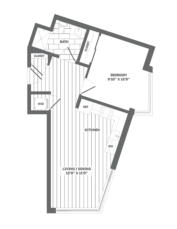 Floor plan 1 Bed/1 Bath-B3