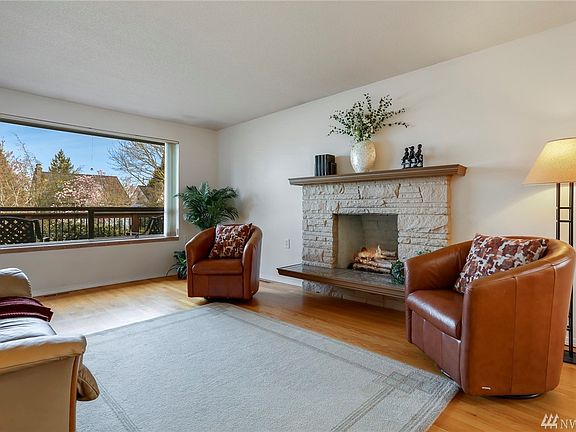 Beautiful wood burning fireplace is a great focal point.