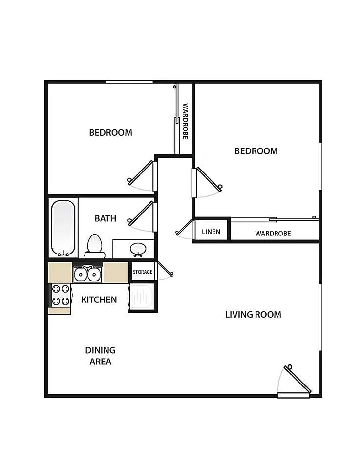Floor plan Two Bedroom - One Bath