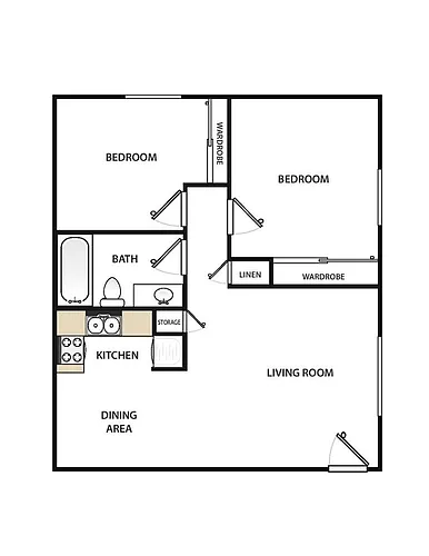 Floor plan Two Bedroom - One Bath