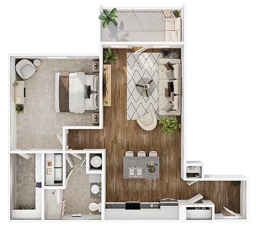 Floor plan 1 Bedroom Plus C