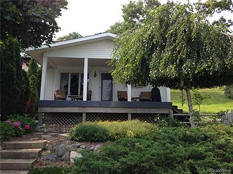 Covered porch overlooking lake