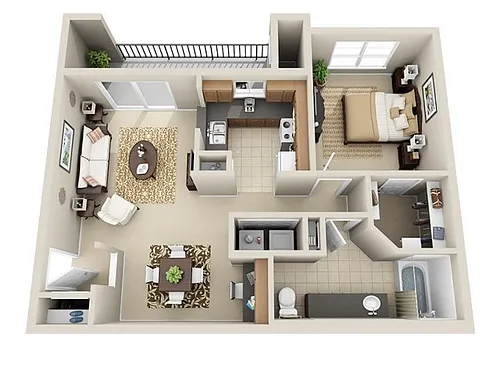 Floor plan One Bedroom A3