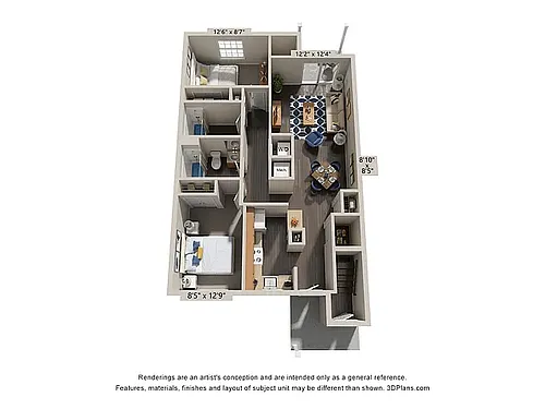 Floor plan Elite 2 Bedroom Lower Floor