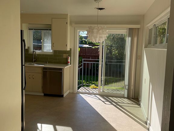Light filled kitchen, patio window
