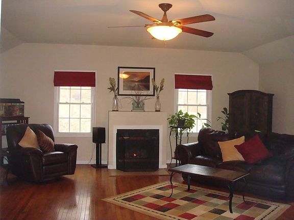 family room with gas fireplace