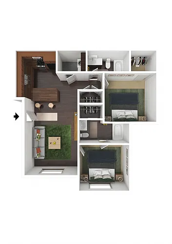 Floor plan Two Bedroom - Small
