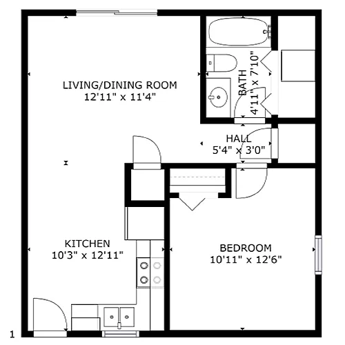 Floor plan 1 bedroom