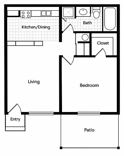 Floor plan 1 Bed 1 Bath