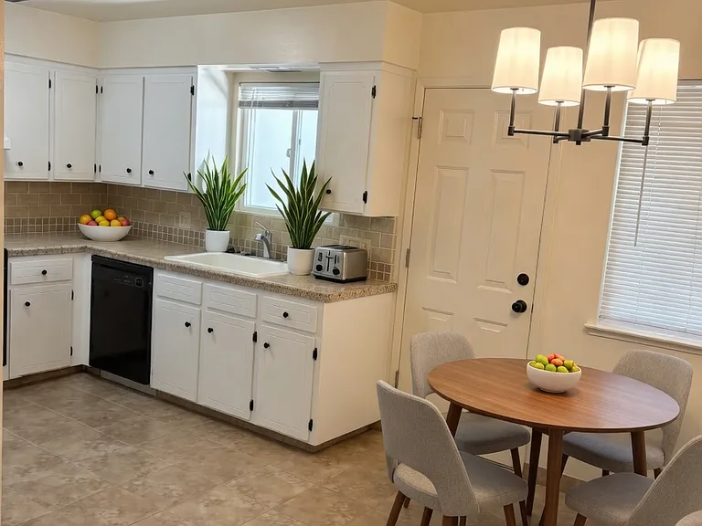 Conceptually decorated Kitchen and Dining area.