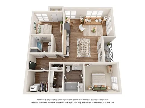 Floor plan 2 Bed - D1