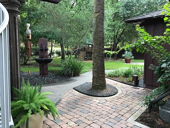 tranquil landscaped backyard