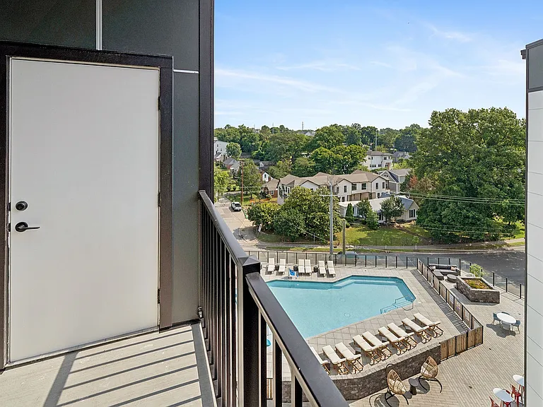 model balcony with pool view