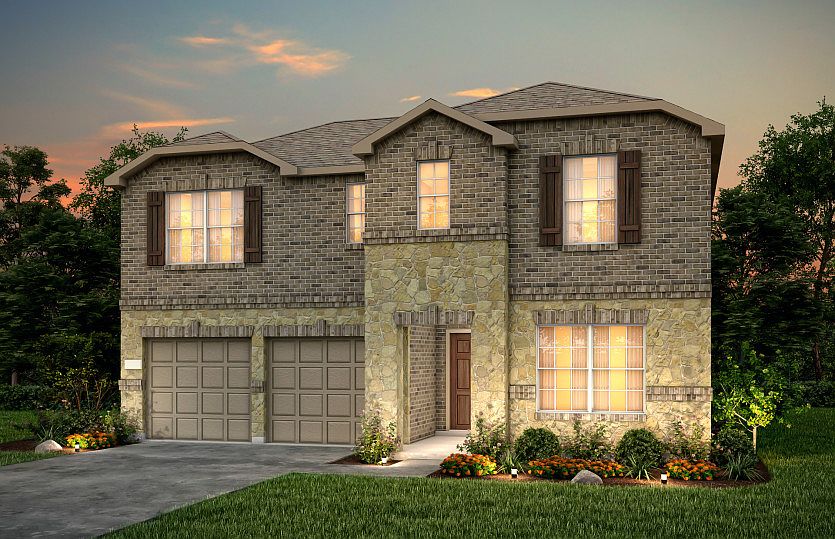 The Thomaston, a two-story home with shutters, shown with Home Exterior LS202