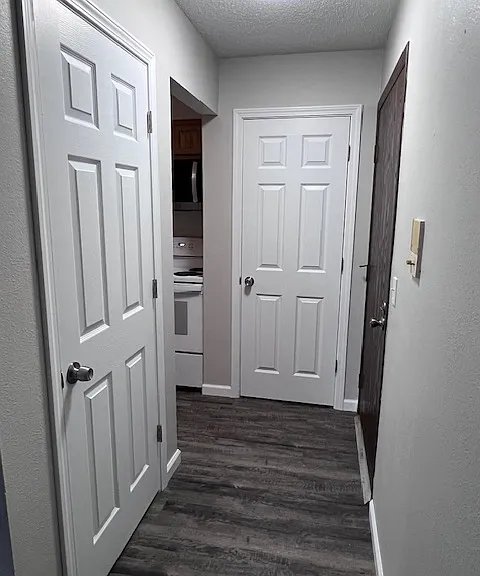 Front door with two closets for storage