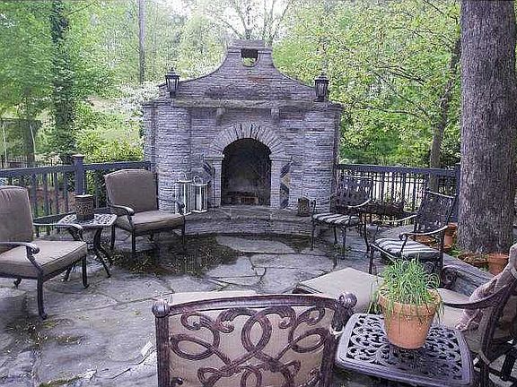 Custom-built fireplace,patio
