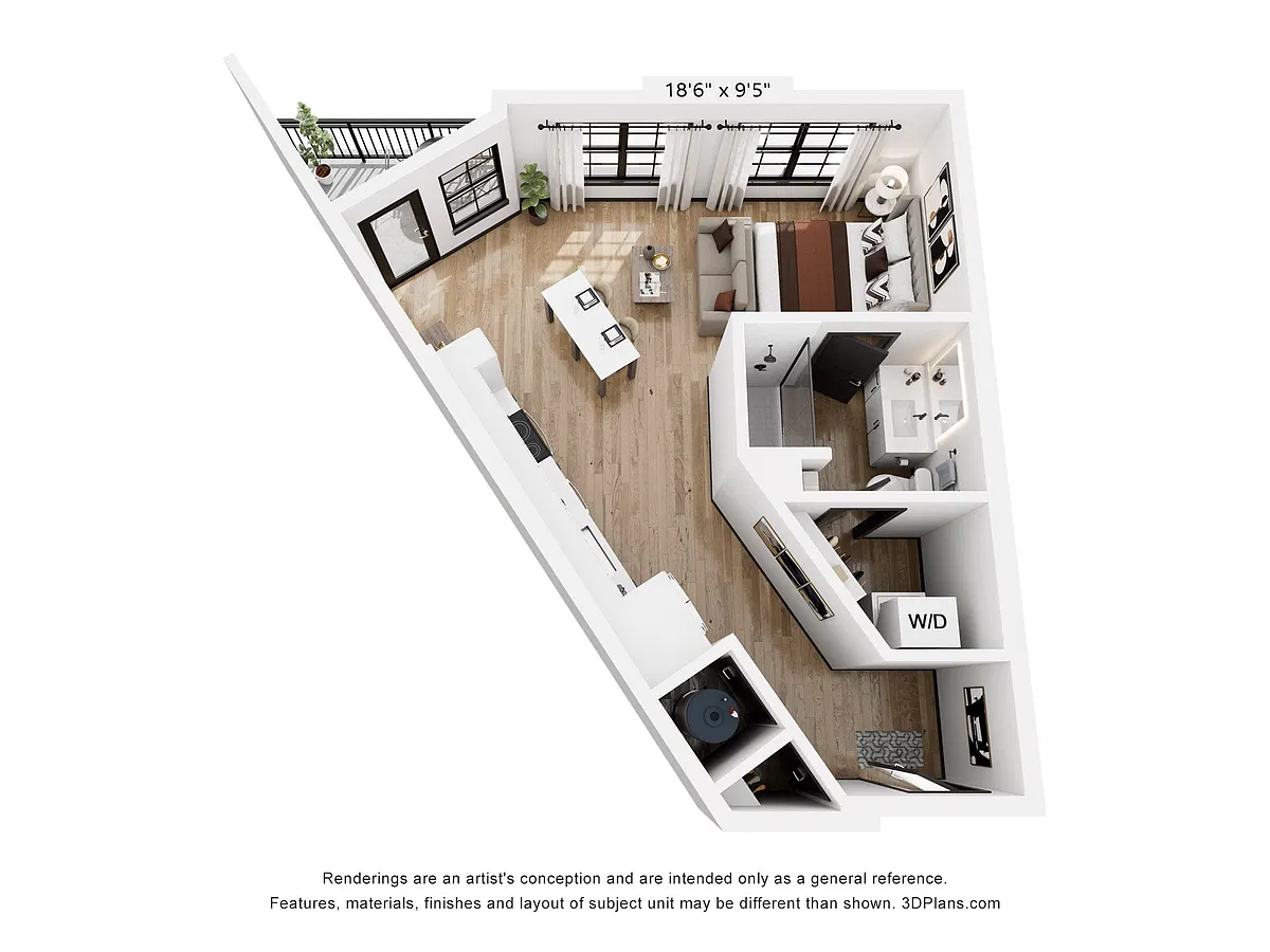 Floor plan S4: 0 Bed 1 Bath