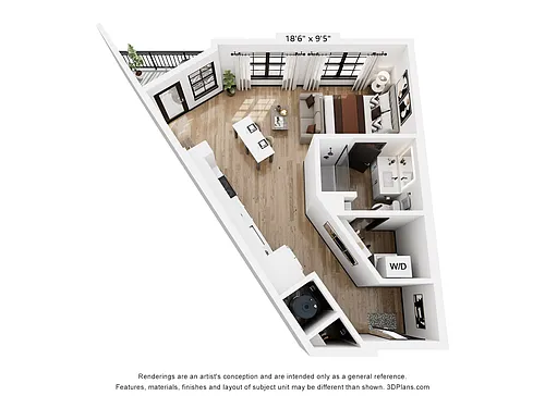 Floor plan S4: 0 Bed 1 Bath