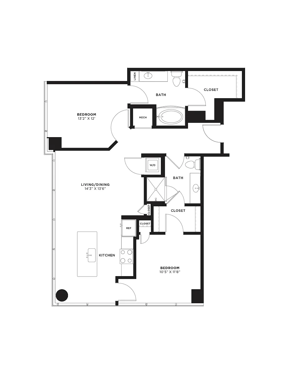 Floor plan 2 Bed/2 Bath-2B