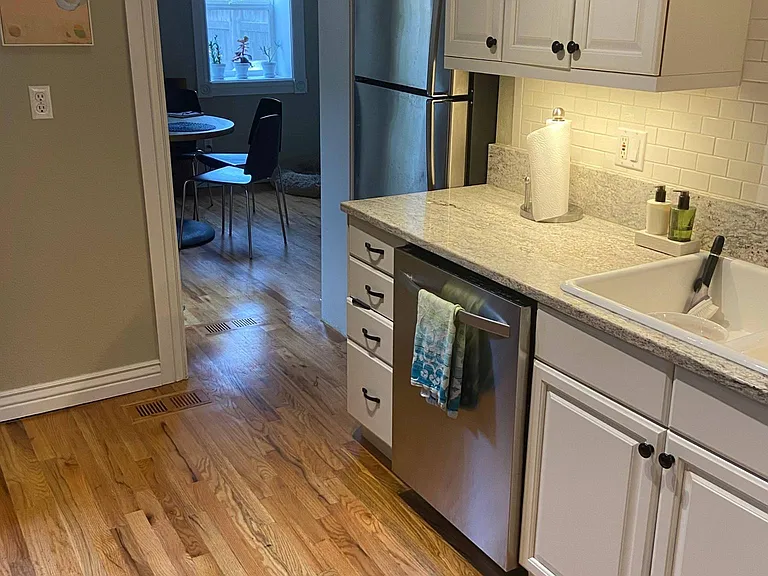 Kitchen into dining/office.