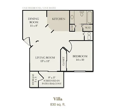 Floor plan 1Bed/1Bath Large